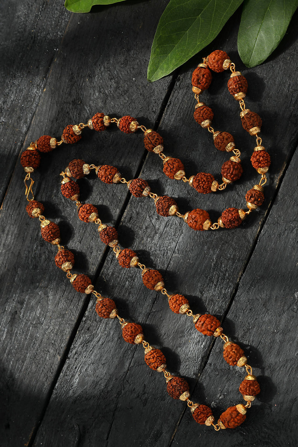 Mominos Fashion Joharkamal Gold-Polished Statement Rudraksha Mala Long Necklace (Golden) | Grocsy
