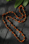 Mominos Fashion Joharkamal Gold-Polished Statement Rudraksha Mala Long Necklace (Golden) | Grocsy