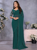 Vellora Rama Green Georgette Embroidery Zari Work Saree | Grocsy