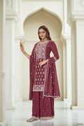 EthnicFestive Wear Premium Chinon Fabric Maroon Stitched Suit With Dupatta-Zeeya | Grocsy