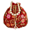 Joban Fashion Silk Wedding Potli - Red | Grocsy