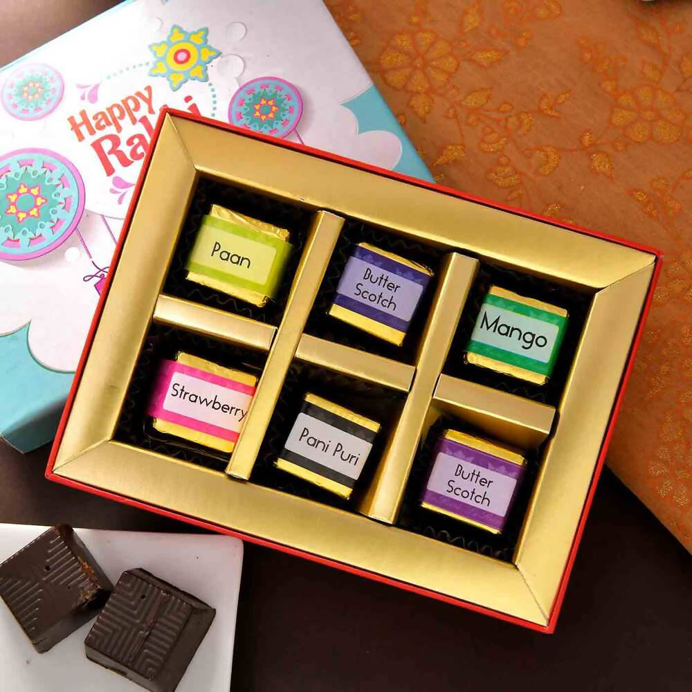 Beads Stones Rakhi & Handmade Assorted Chocolates Combo | Grocsy