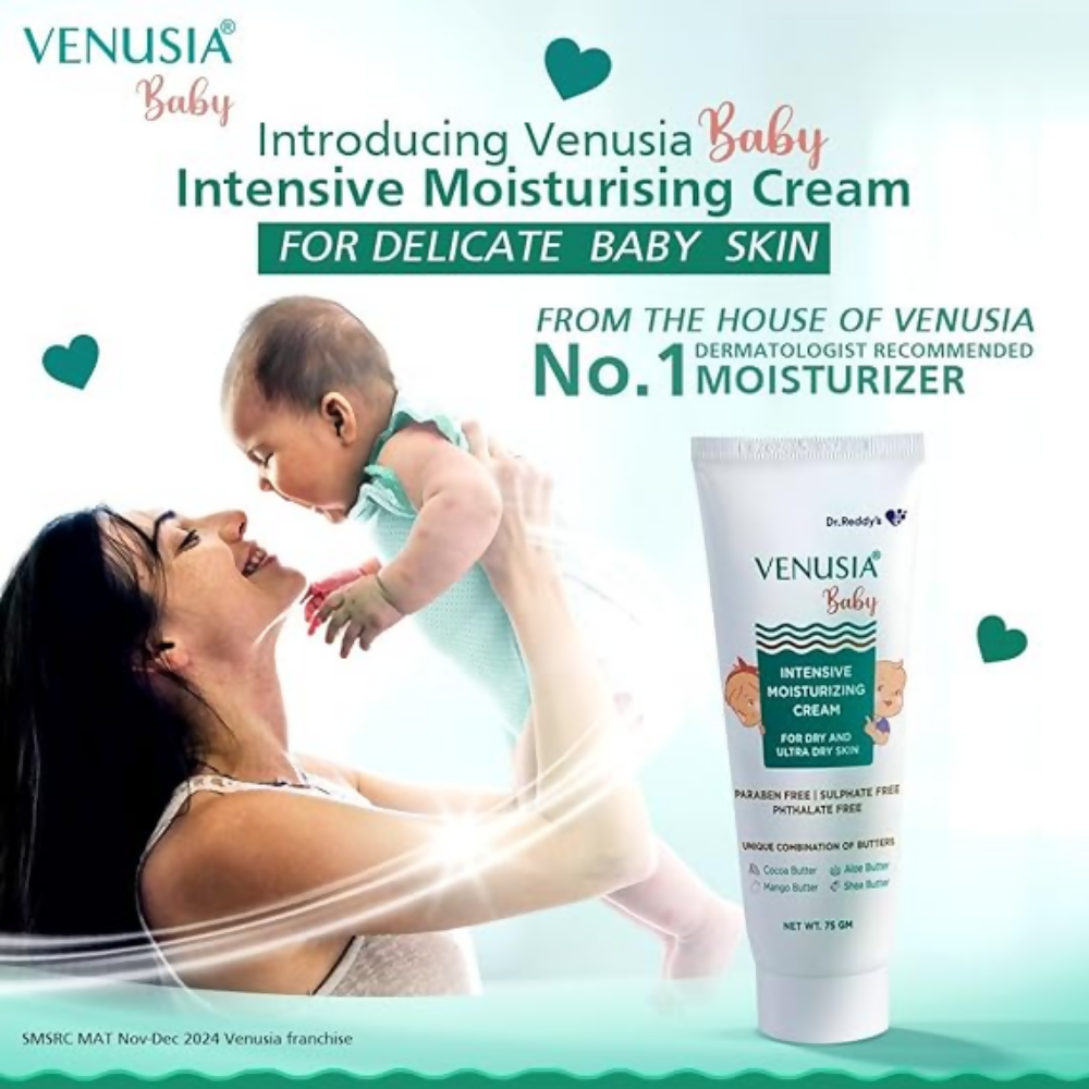 Dr. Reddy's Venusia Baby Intensive Moisturizing Cream | For Dry & Ultra-Dry Skin | Paraben & Sulphate-Free | Grocsy