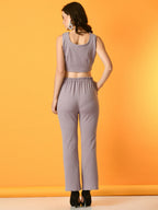 Myshka Women's Lavender Solid Top With Trousers | Grocsy