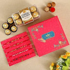 Pretty Designer Rakhi Set With 16 Pcs Ferrero Rocher | Grocsy