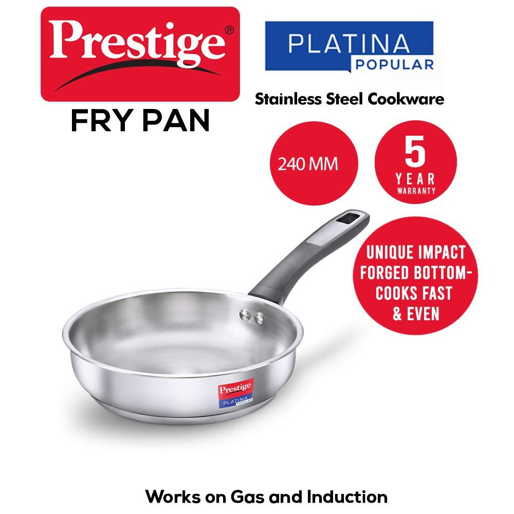 Prestige SS Platina Popular Fry Pan - Silver | Grocsy
