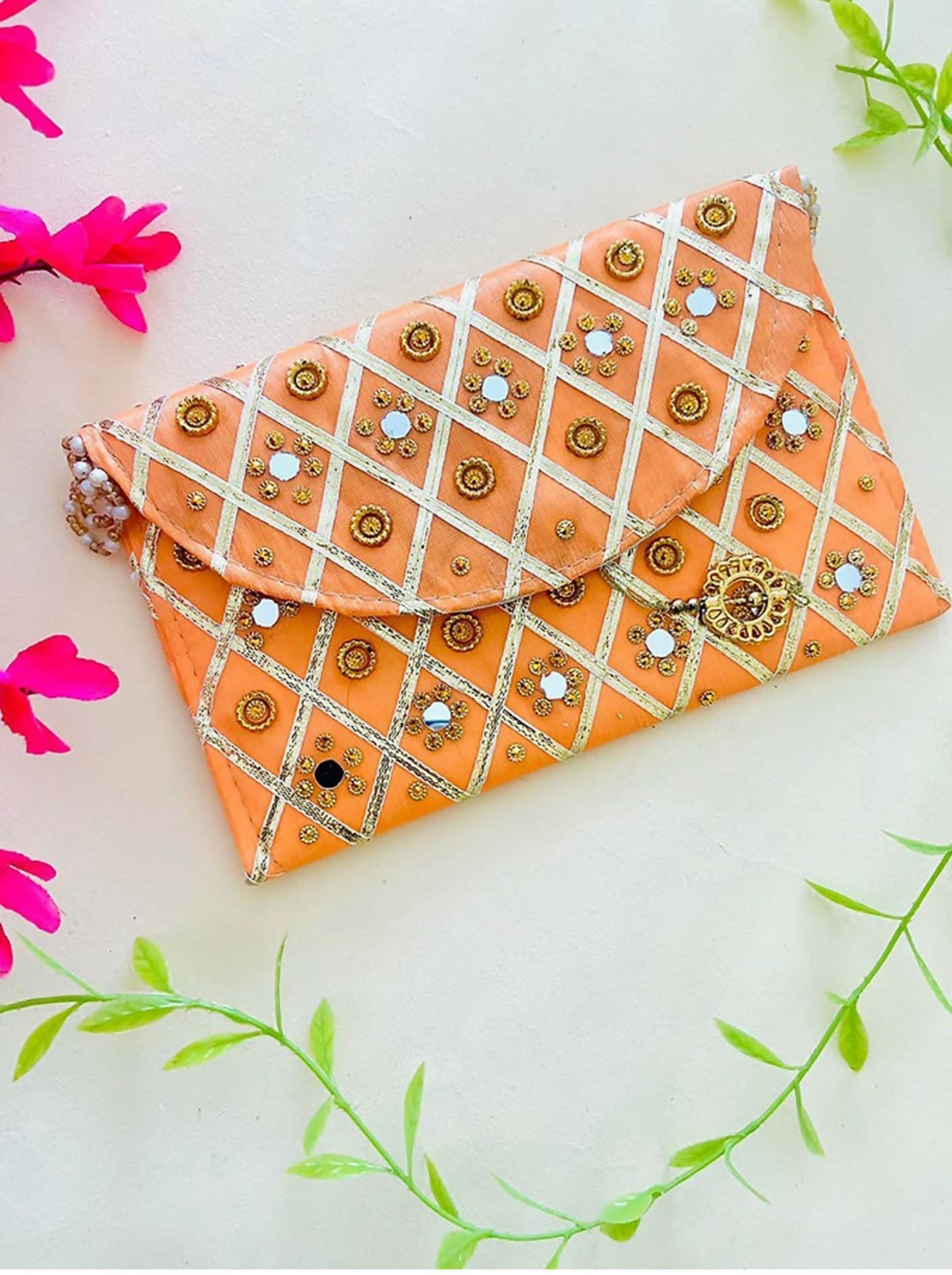 Joban Fashion Clutch Bag With Magnetic Lock - Orange | Grocsy
