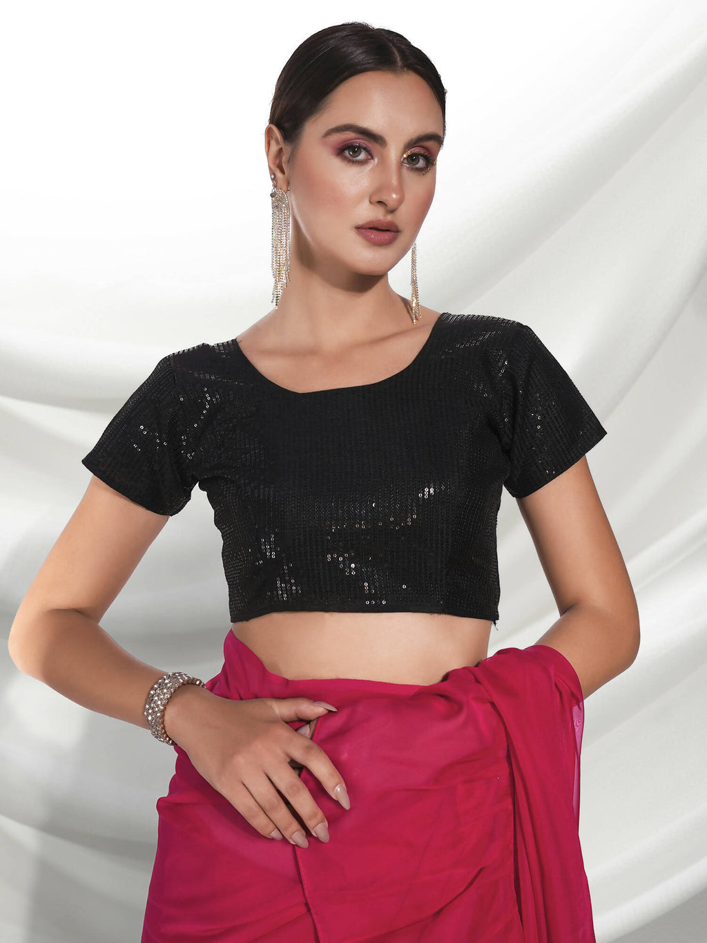 Pink Organza Solid Saree With Unstitched Blouse Piece - Shanaya | Grocsy