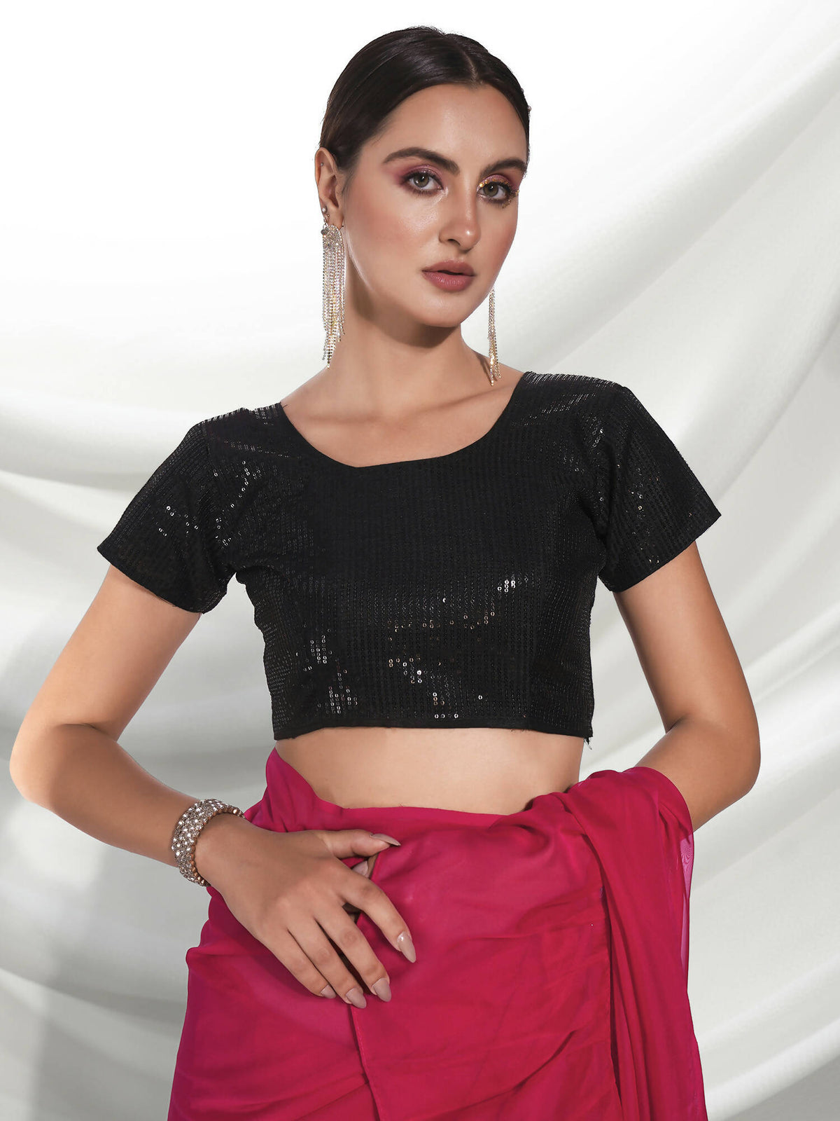 Pink Organza Solid Saree With Unstitched Blouse Piece - Shanaya | Grocsy