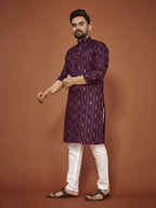 Anaita Purple Embroidered Cotton Straight Kurta | Grocsy
