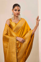 Yellow Dolla Silk Wevon Galla Designer Saree - Zeel | Grocsy