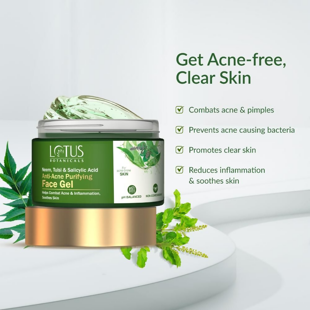 Lotus Botanicals Neem, Tulsi & Salicylic Acid Anti-Acne Purifying Face Gel | Grocsy