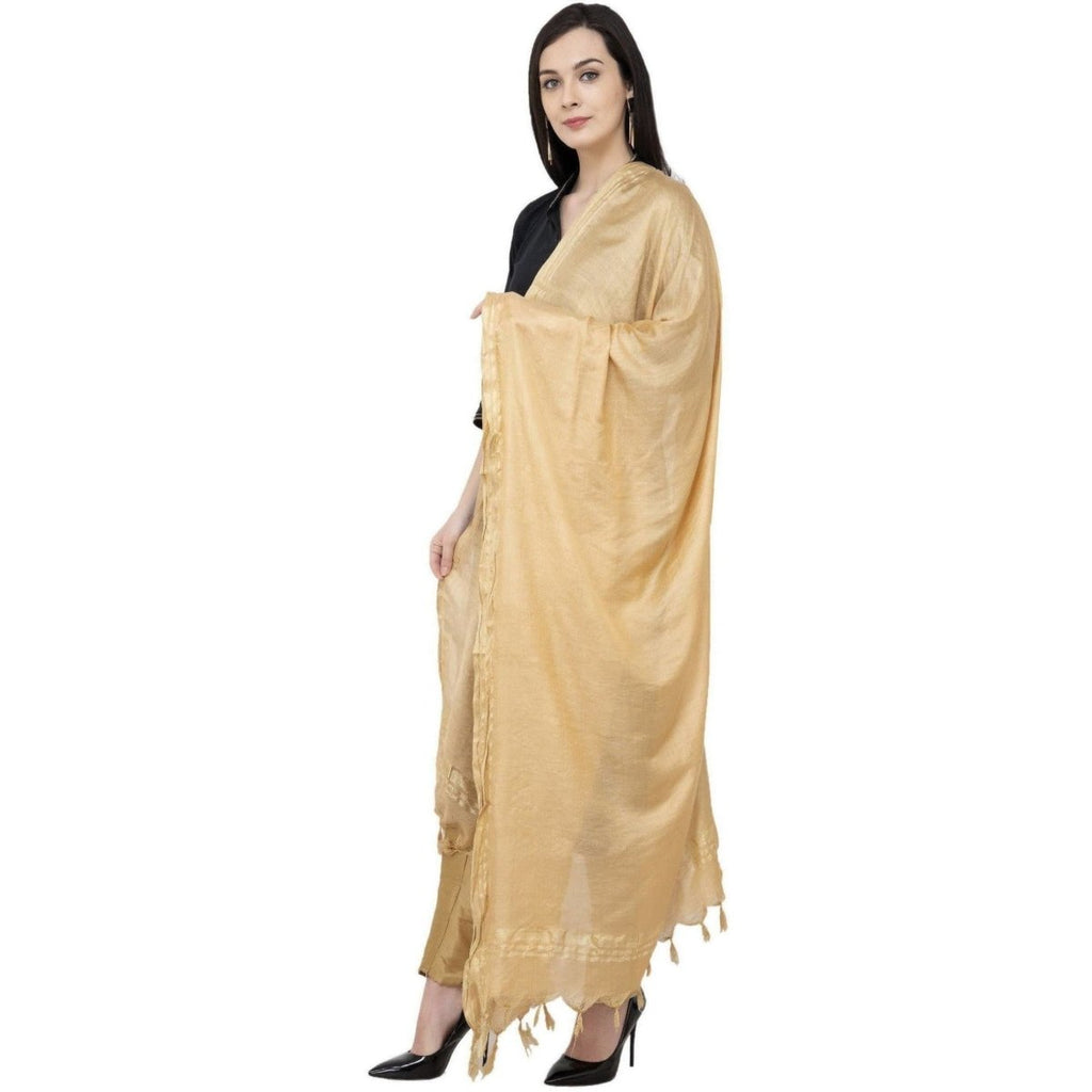 A R Silk Golden Border Regular Dupatta Color Golden Dupatta or Chunni | Grocsy