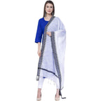 A R Silk White Color Temple Border Cotton Dupattas and Chunnis | Grocsy