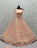 Jyoti Fashion Women's Peach Heavy Net Fancy Dori, Multi Thread, Rainbow Sequins and Diamond Work Wedding Lehenga Choli | Grocsy