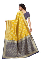 Vamika Banarasi Jacquard Weaving Yellow Saree (Dangal Yellow) | Grocsy