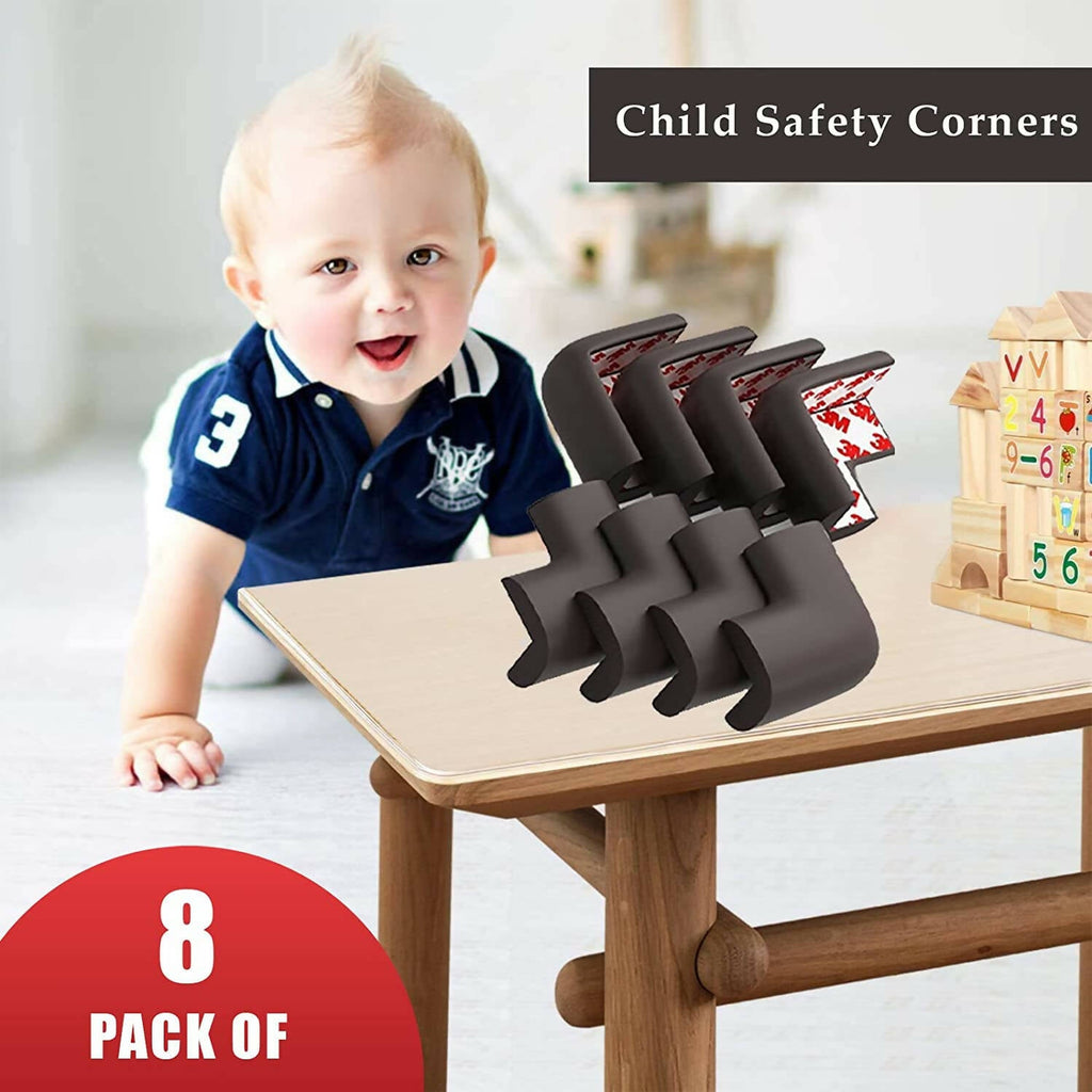 Safe-O-Kid Corner Guards Cushions, U Shaped, Large Size,Brown | Grocsy