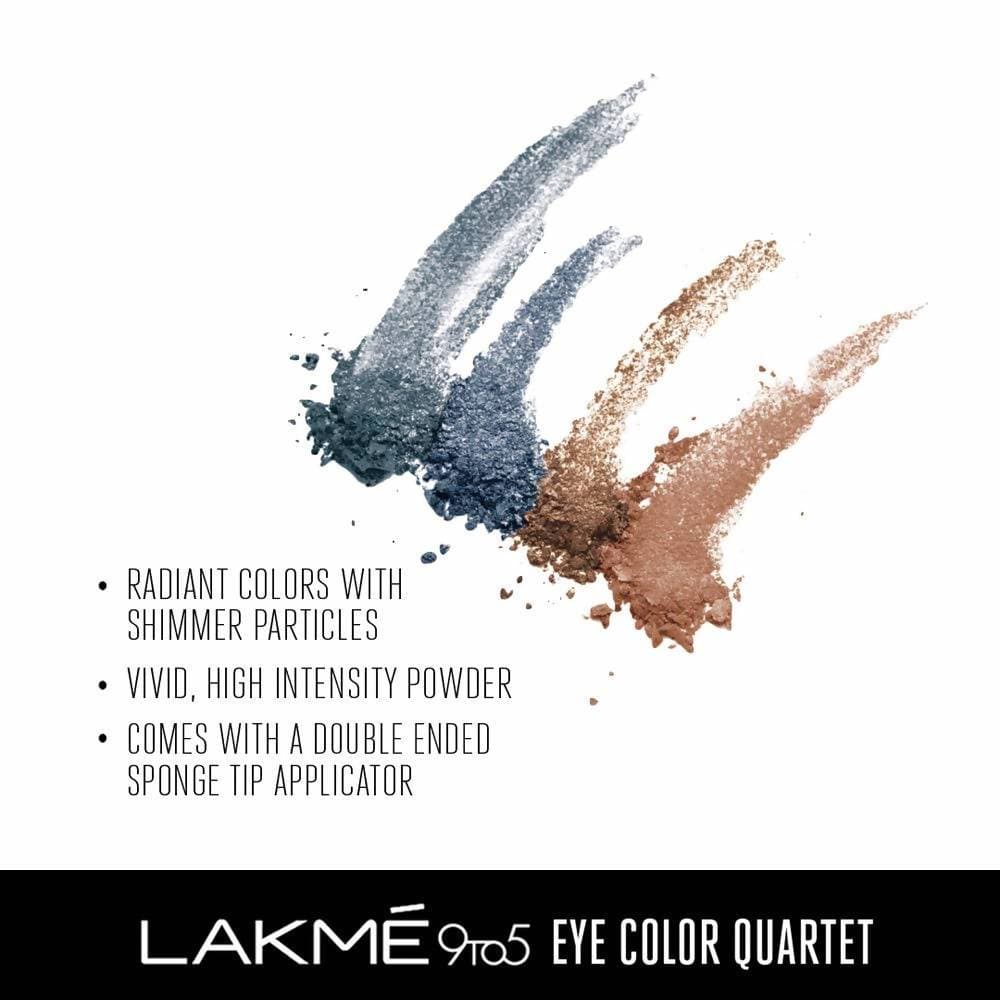 Lakme 9 To 5 Eye Color Quartet Eye Shadow - Smokey Glam | Grocsy
