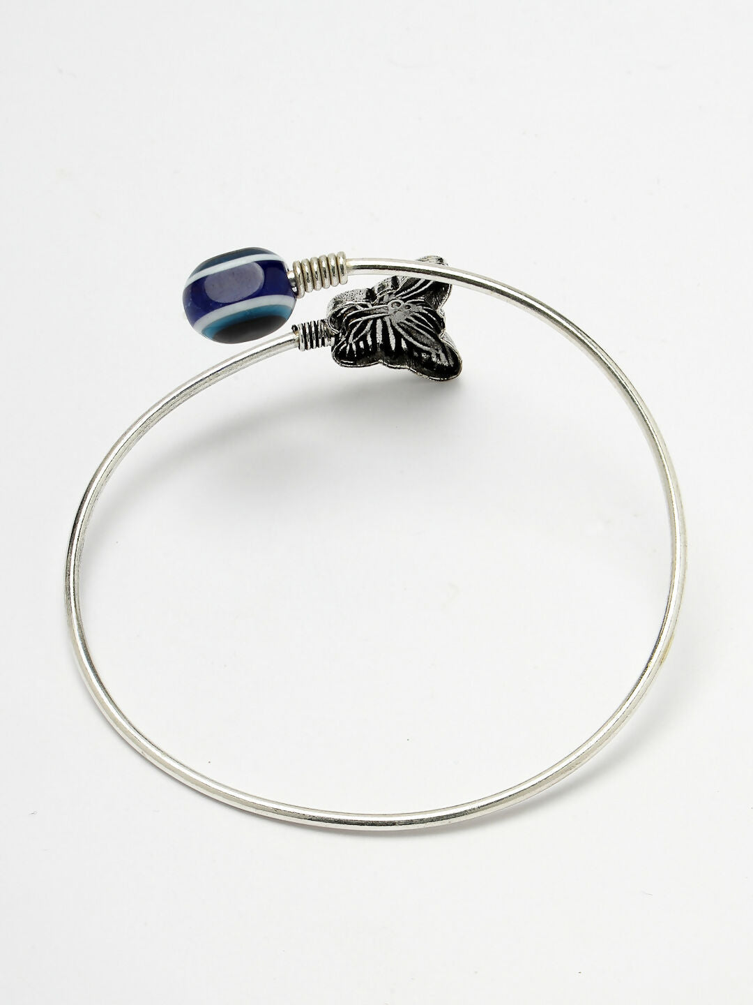 NVR Women Oxidised Rhodium-Plated Evil Eye Kada Bracelet