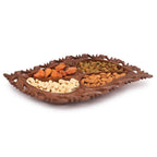 Nizalia Carved Chinar Leaf Handmade Walnut Wood Serving Bowl - Limited Time Offer | Grocsy