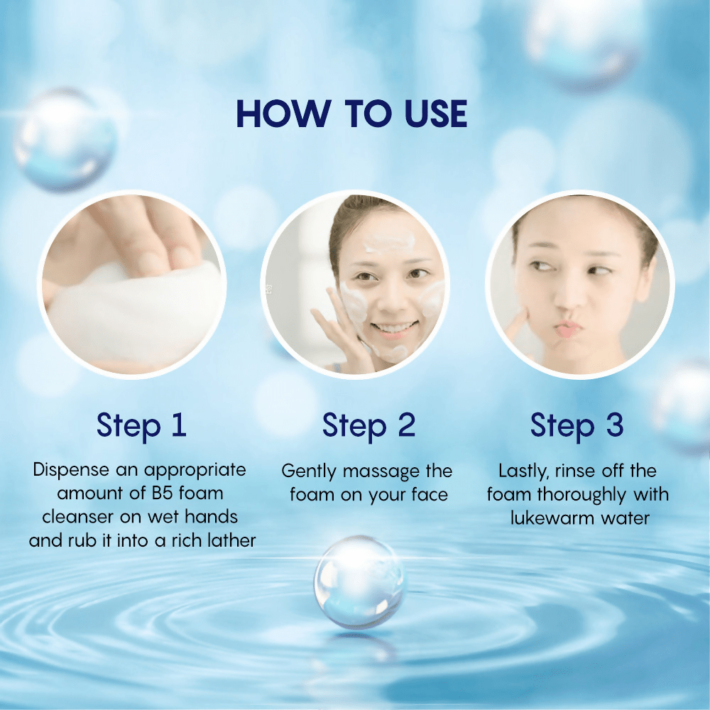 AHC Premium EX Hydra B5 Soothing Foam Face Cleanser - Korean skincare | Grocsy