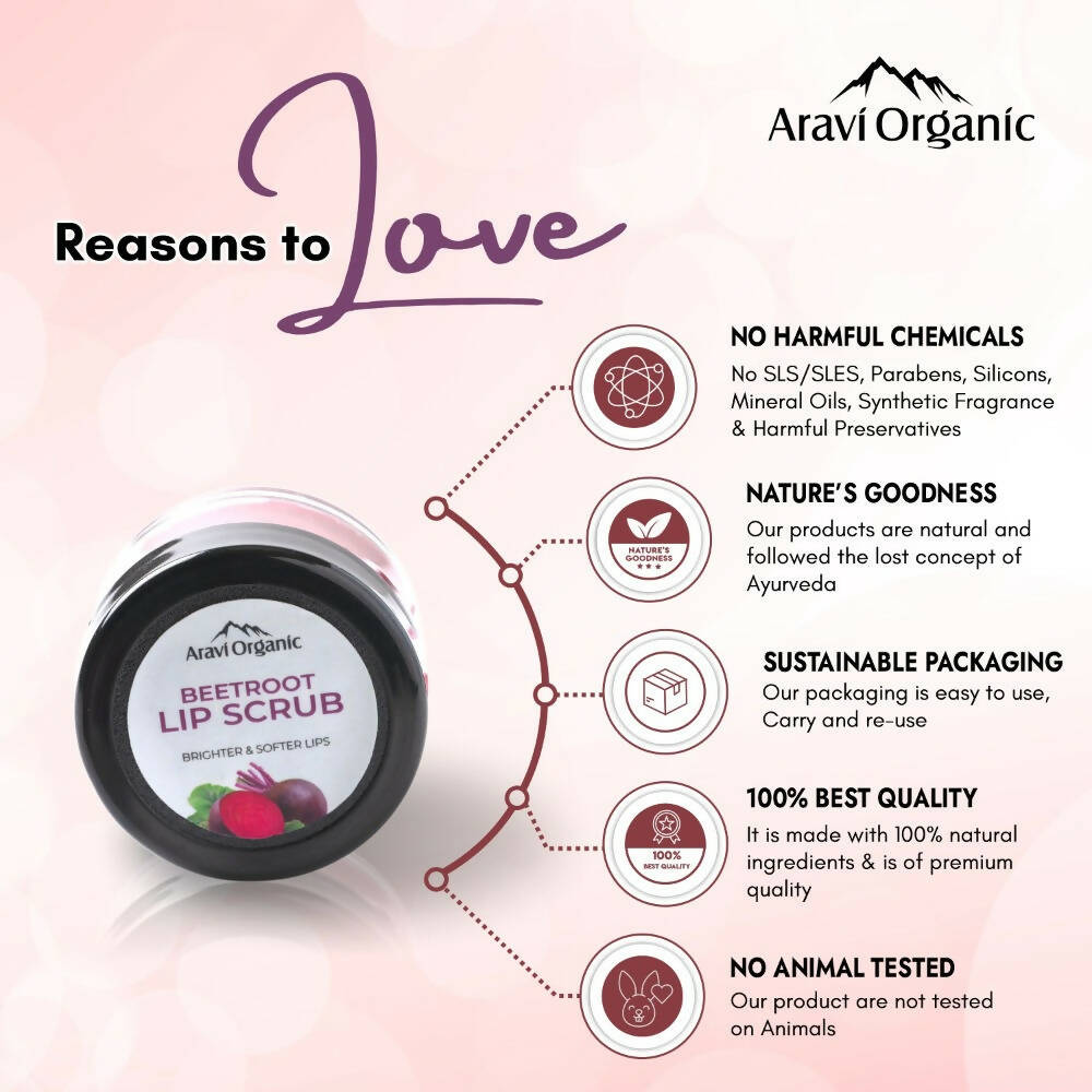 Aravi Organic Beetroot Lip Lightening Scrub Balm | Grocsy