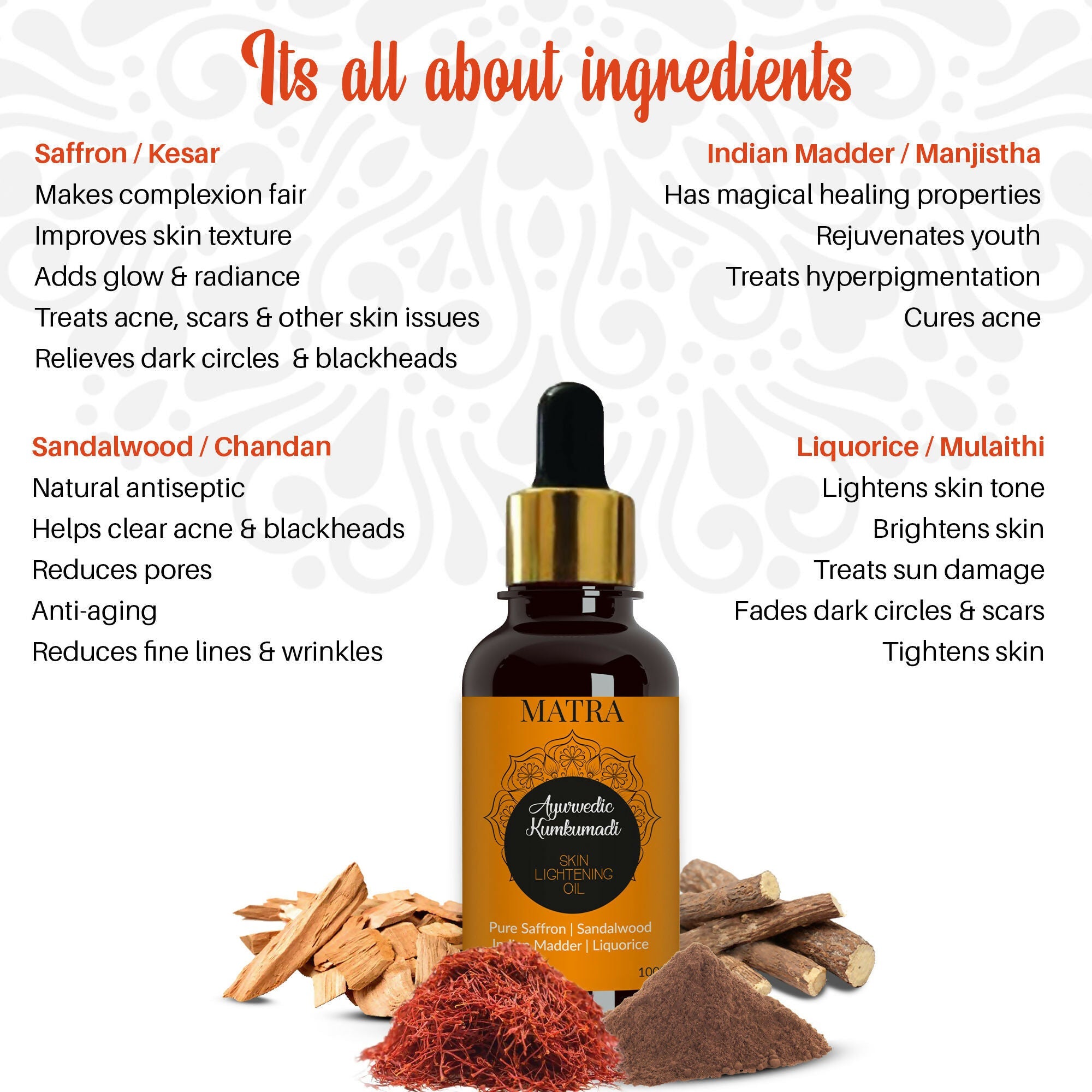 Matra Ayurvedic Kumkumadi Skin Lightening Oil | Grocsy
