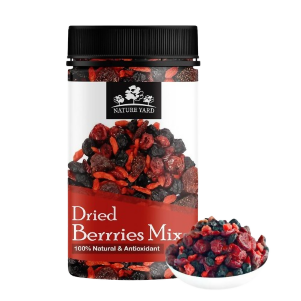 Nature Yard Berries mix without sugar - Mix of Dried Cranberry, Blueberry, Goji berry & Strawberry Dry fruits | Grocsy