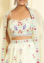 Eilara Glamorous Off White Thread Embroidered Georgette Lehenga Set | Grocsy