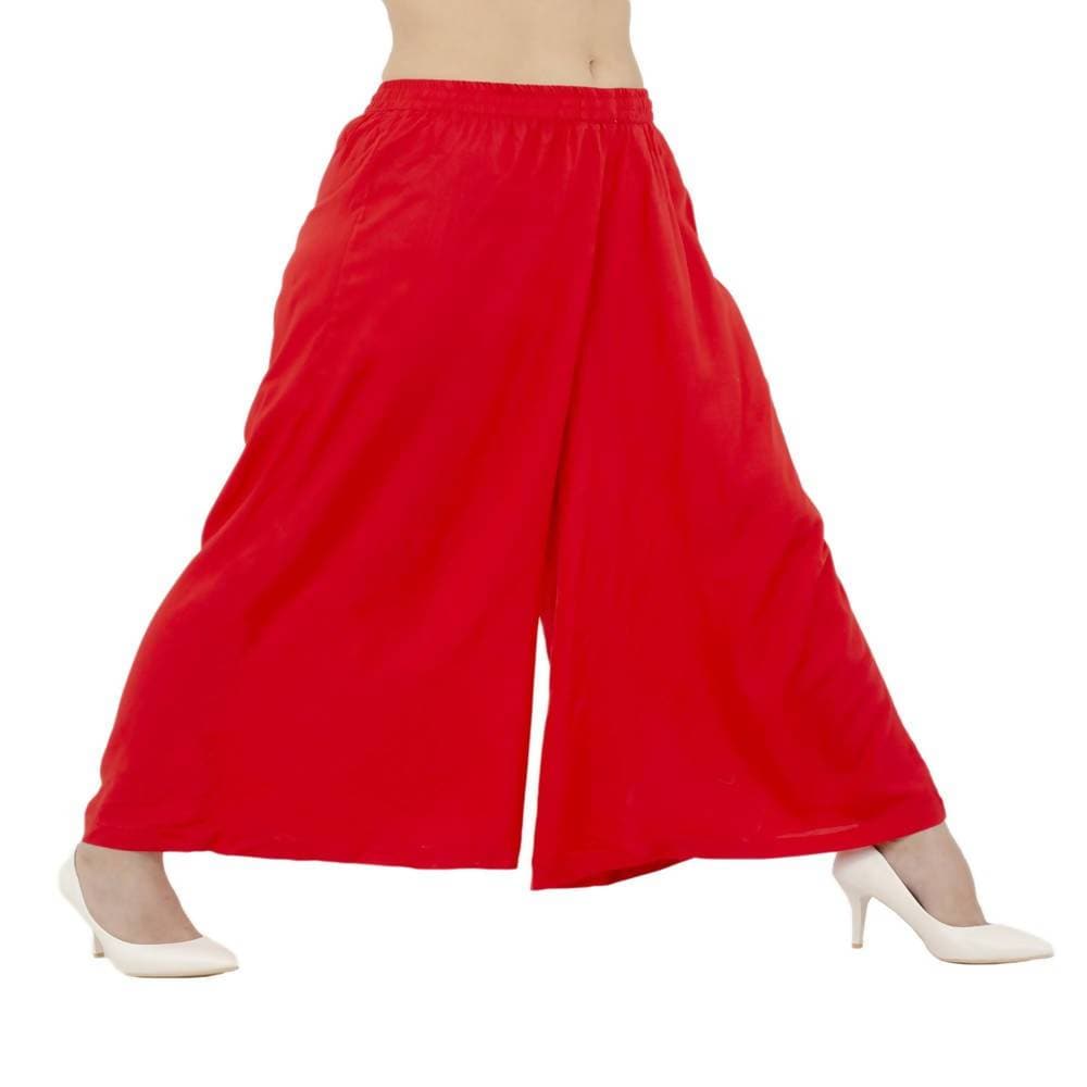 Lagi Women's Red Solid Palazzo (PLZ03B) | Grocsy