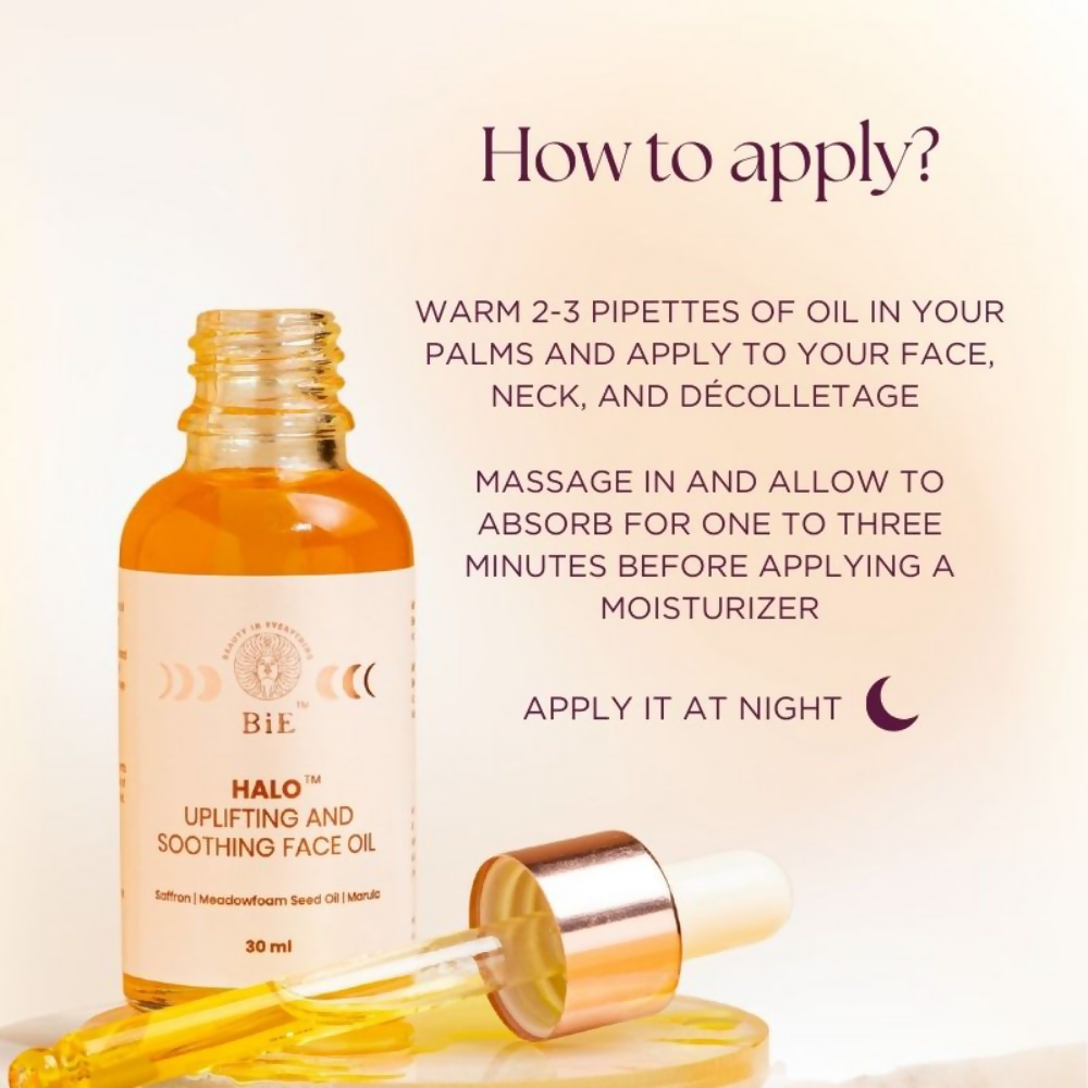 BiE Halo Uplifting & Soothing Face Oil With Pure Saffron For Brighter Skin | Grocsy