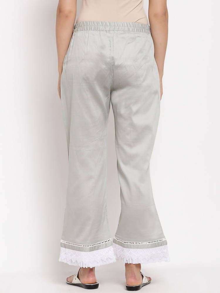 Myshka Beautiful Women's Grey Cotton Solid Casual Trouser | Grocsy
