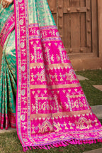 Sangam Prints Green Kanjivaram Silk Woven Work Traditional Saree | Grocsy