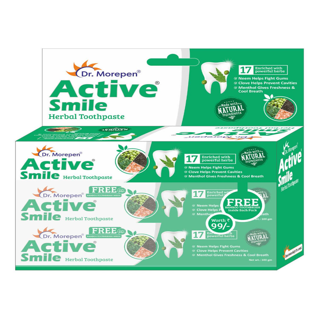 Dr. Morepen Active Smile Toothpaste with Bamboo Brush | Grocsy