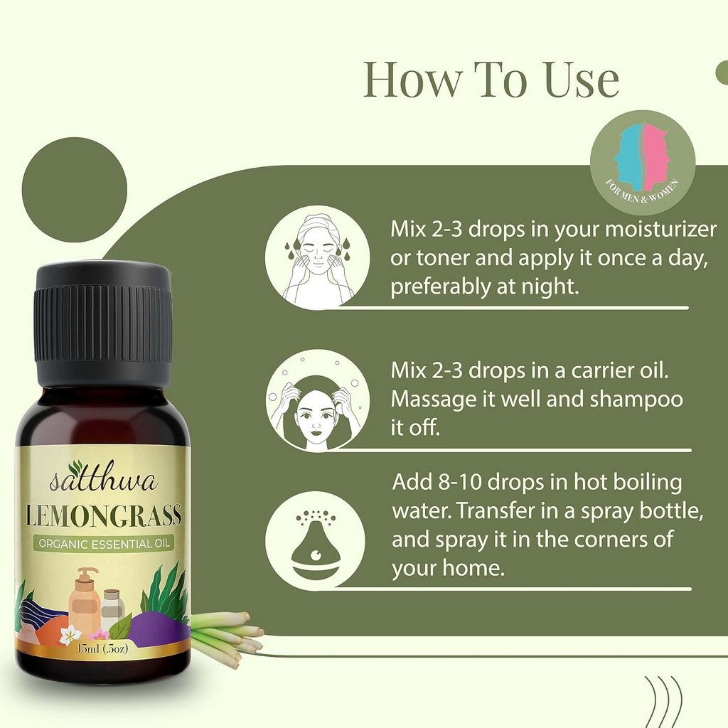 Satthwa Organic Lemongrass Essential Oil | Grocsy