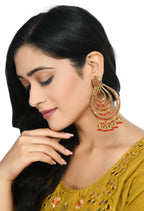 Mominos Fashion Johar Kamal Triple Circle White With Red Big Size Earrings | Grocsy