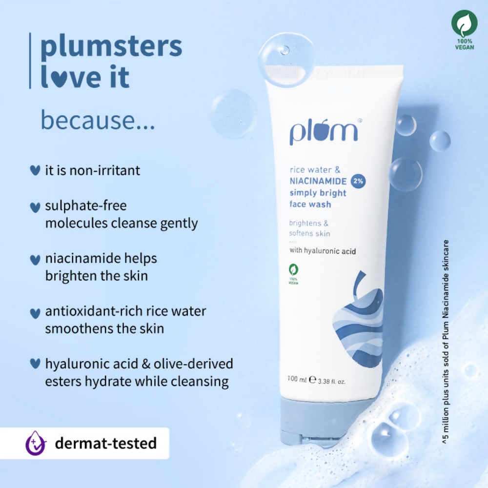 Plum 2% Niacinamide Face Wash With Rice Water | Grocsy