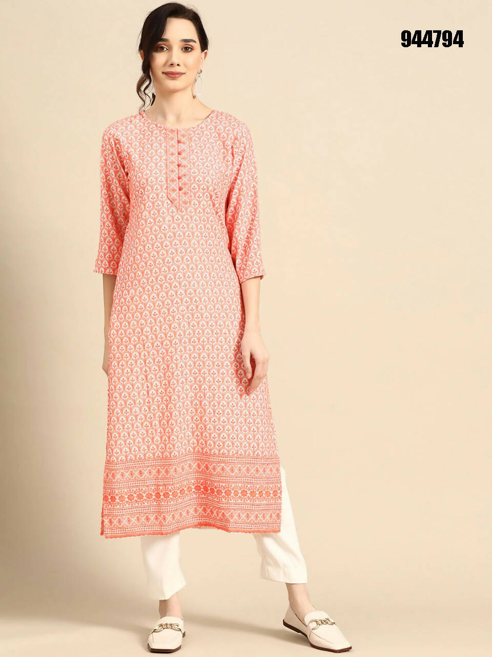 Deeps women's Orange Embroidered Rayon Kurta | Grocsy