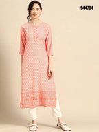 Deeps women's Orange Embroidered Rayon Kurta | Grocsy