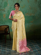 Shree Shyam Fashion Yellow Linen Cotton Saree | Grocsy