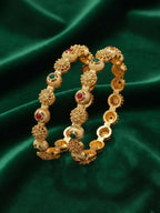 NVR Women Set of 2 Gold Plated Artificial Stone Bangle | Grocsy