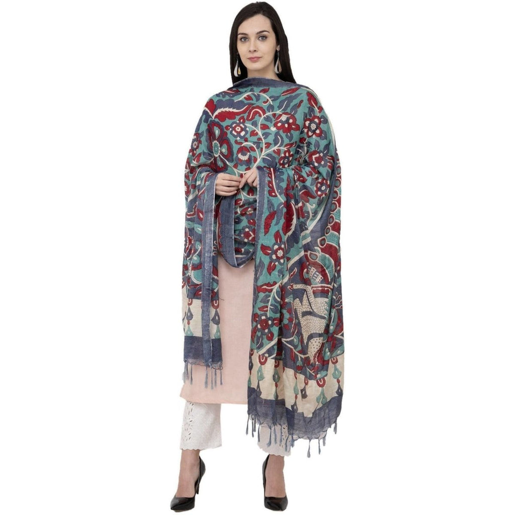 A R Silk Modal Kalamkari Print Fancy Grey Coloured Dupatta | Grocsy