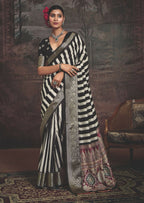 Joban Fashion Multicolor Art Silk With Fine Viscose Border Ajrak Full Body Print With Soft Finish Saree | Grocsy
