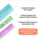 Foxtale ABC of Acne Control Trio Skin Care Kit: Acne Spot Correct Gel + Cleanser Face Wash + Ceramide Moisturizer | Grocsy