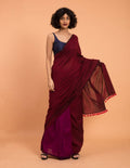 Suta Purple Maroon Colourblocked Cotton Acrylic Saree | Grocsy