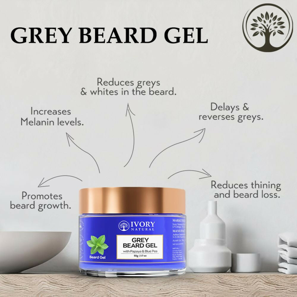 Ivory Natural Grey Beard Gel Restores Dark Shine & Vibrant Of Beard | Grocsy