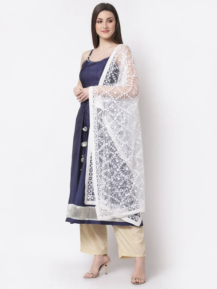 Myshka Blue Color Silk blend Embroidered Kurta With Dupatta Set | Grocsy
