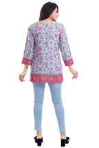 Snehal Creations Ash Gray Faux Crepe Short Kurti Tunic | Grocsy