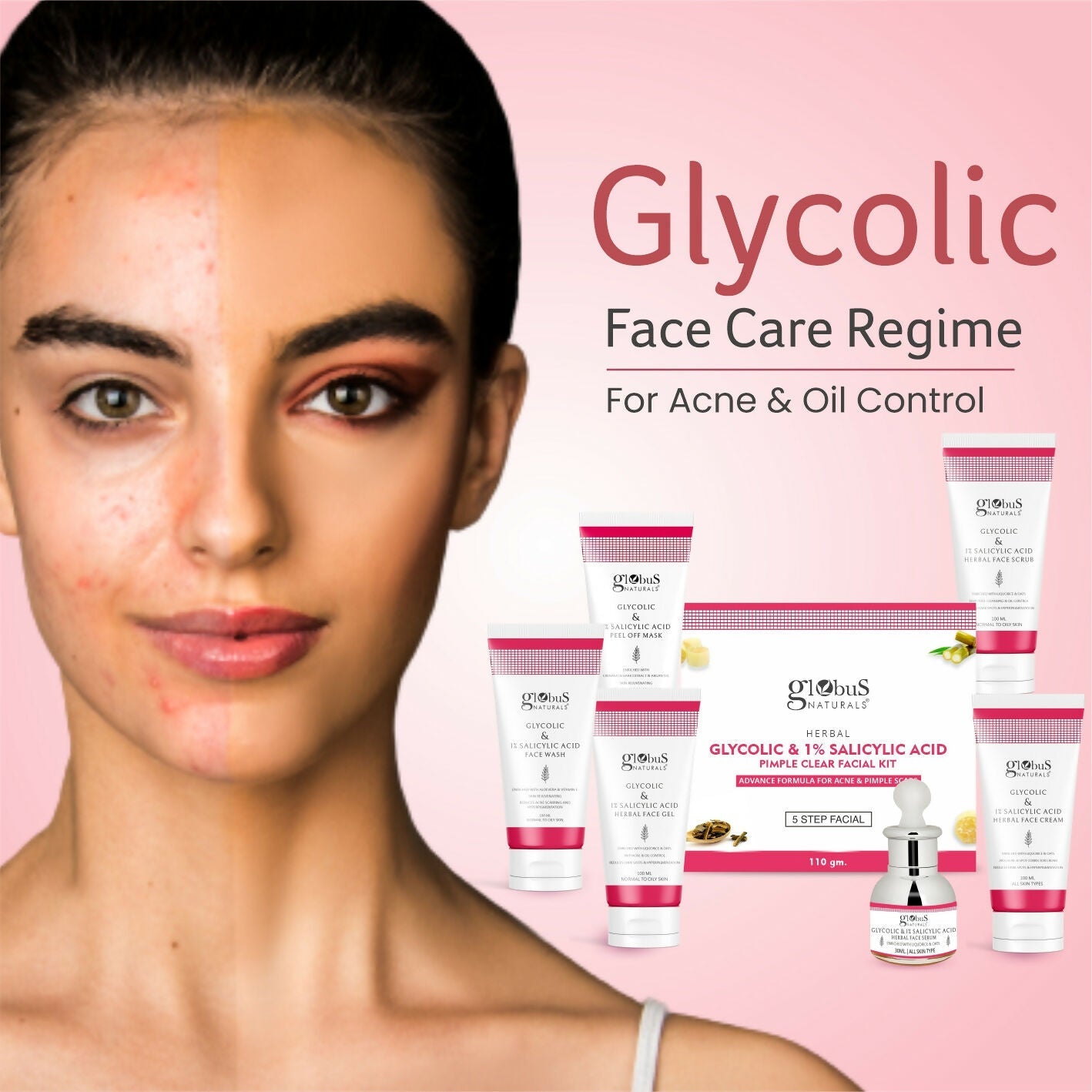 Globus Naturals Glycolic & 1% Salicylic Acid Face wash | Grocsy