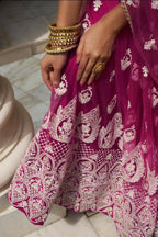 Aastha Fashion Dark Pink Butterfly Net White Cotton Thread Work And Sequence Work Embroidery Wedding Wear Lehenga Choli | Grocsy